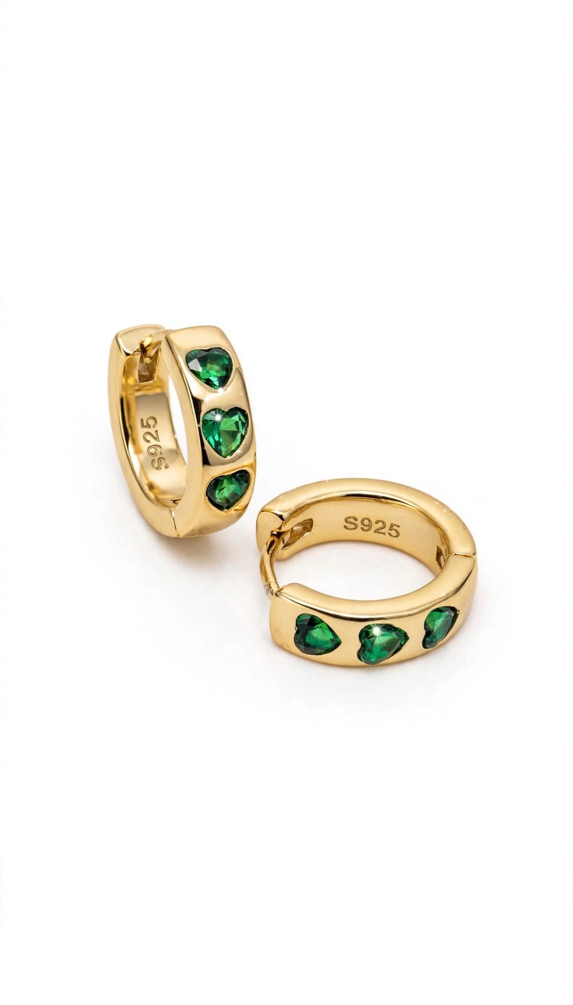 Arracadas Plata .925 Corazones Azules y Verdes