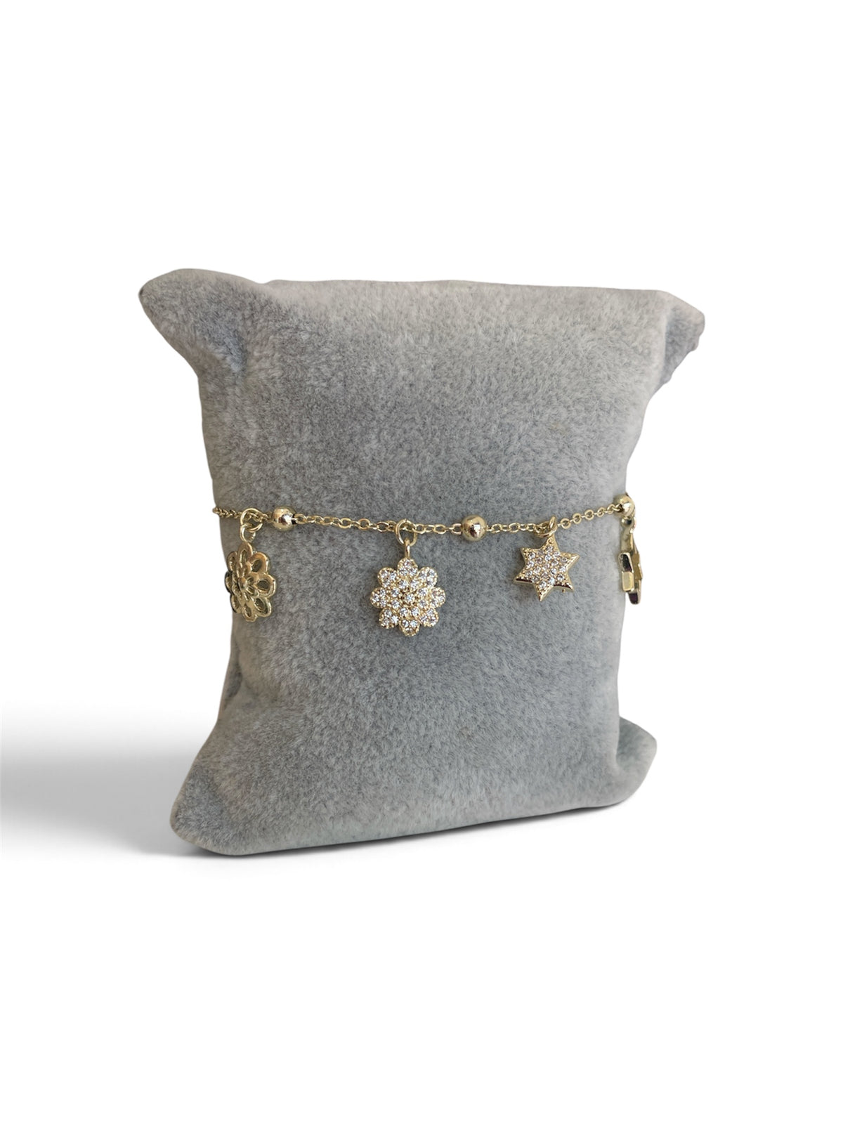 Pulsera dijes varios oro laminado premium