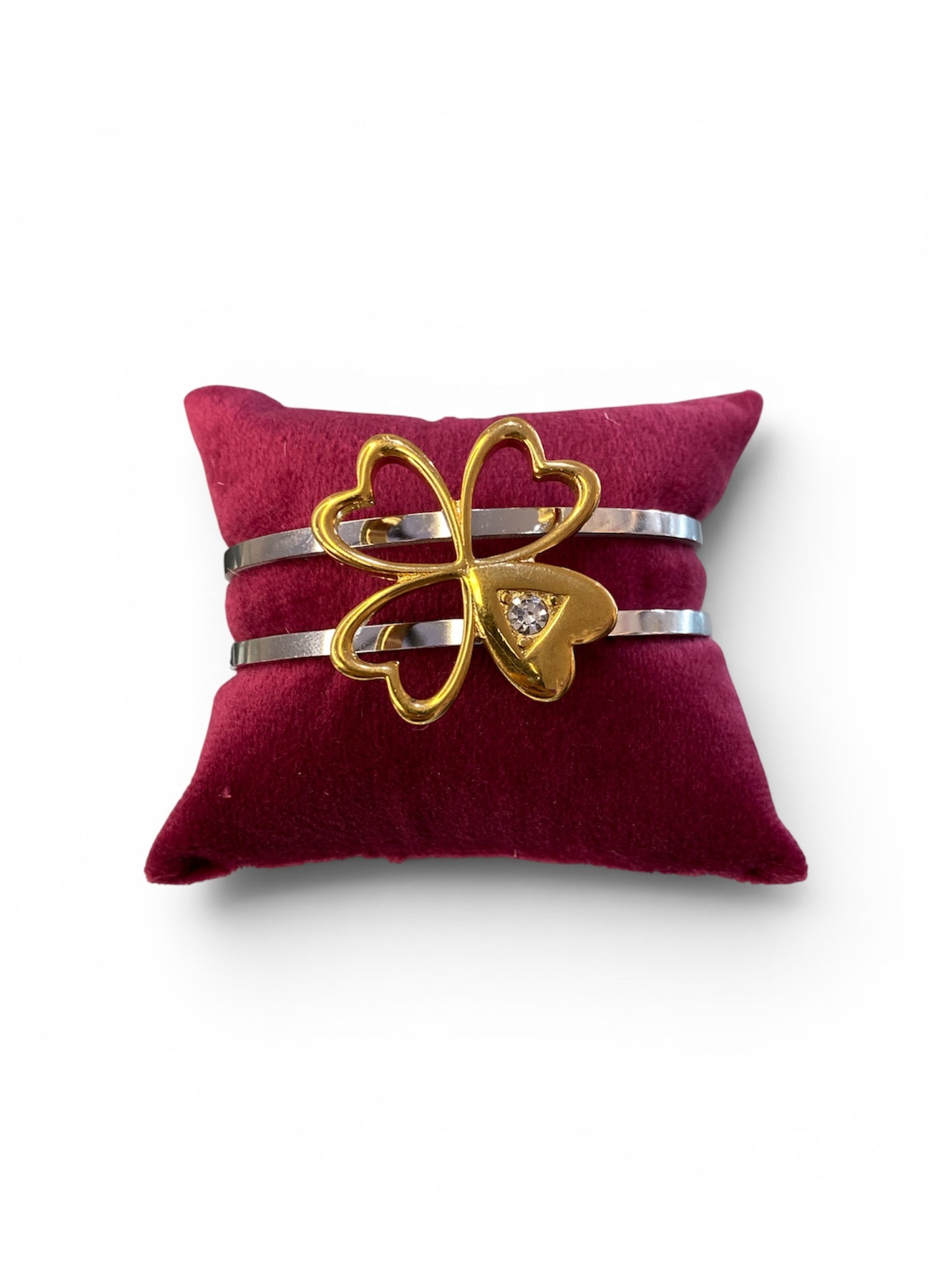 Brazalete Combinado Dije Trébol y Mariposa