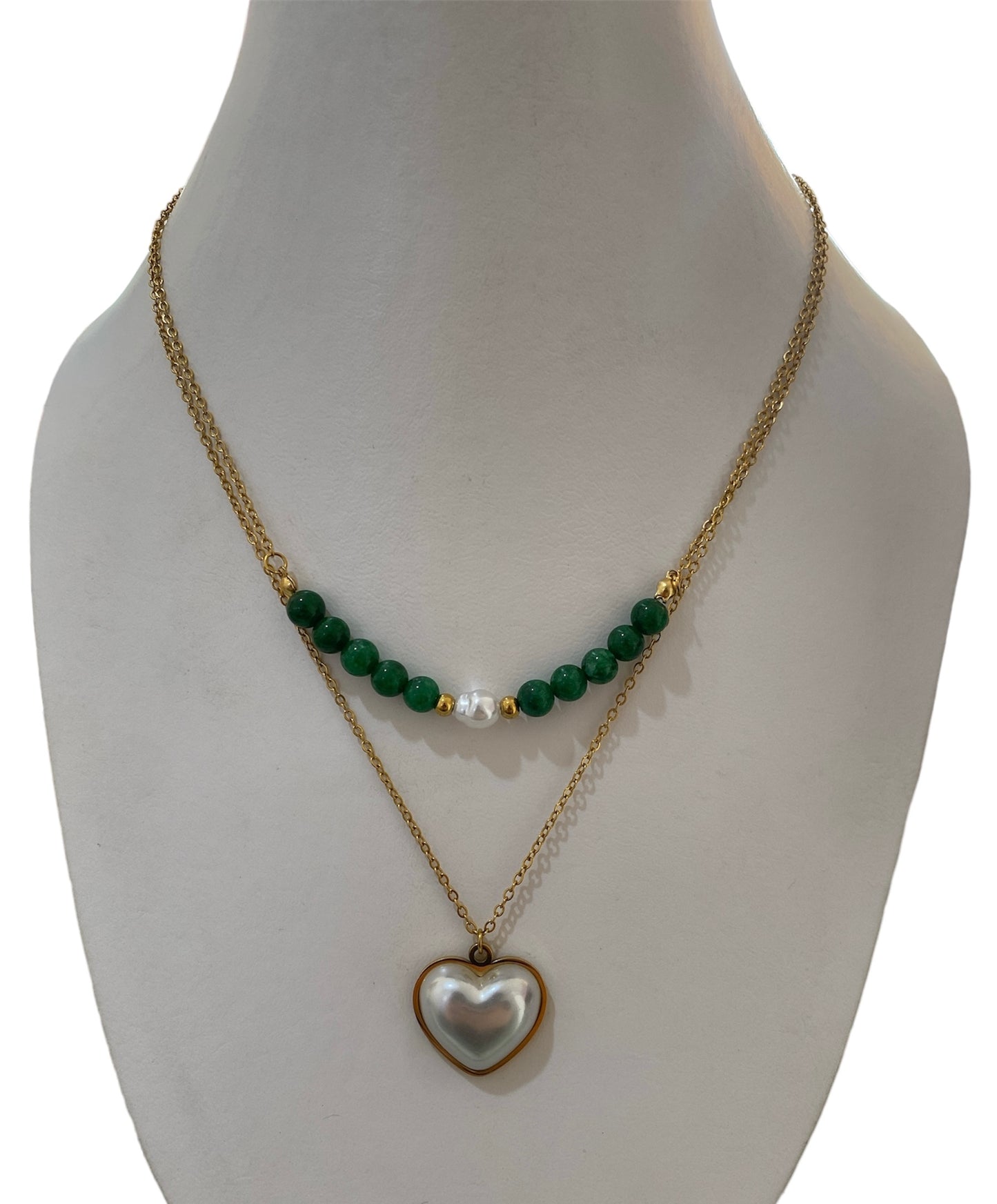 Cadena Doble Corazón y Verde