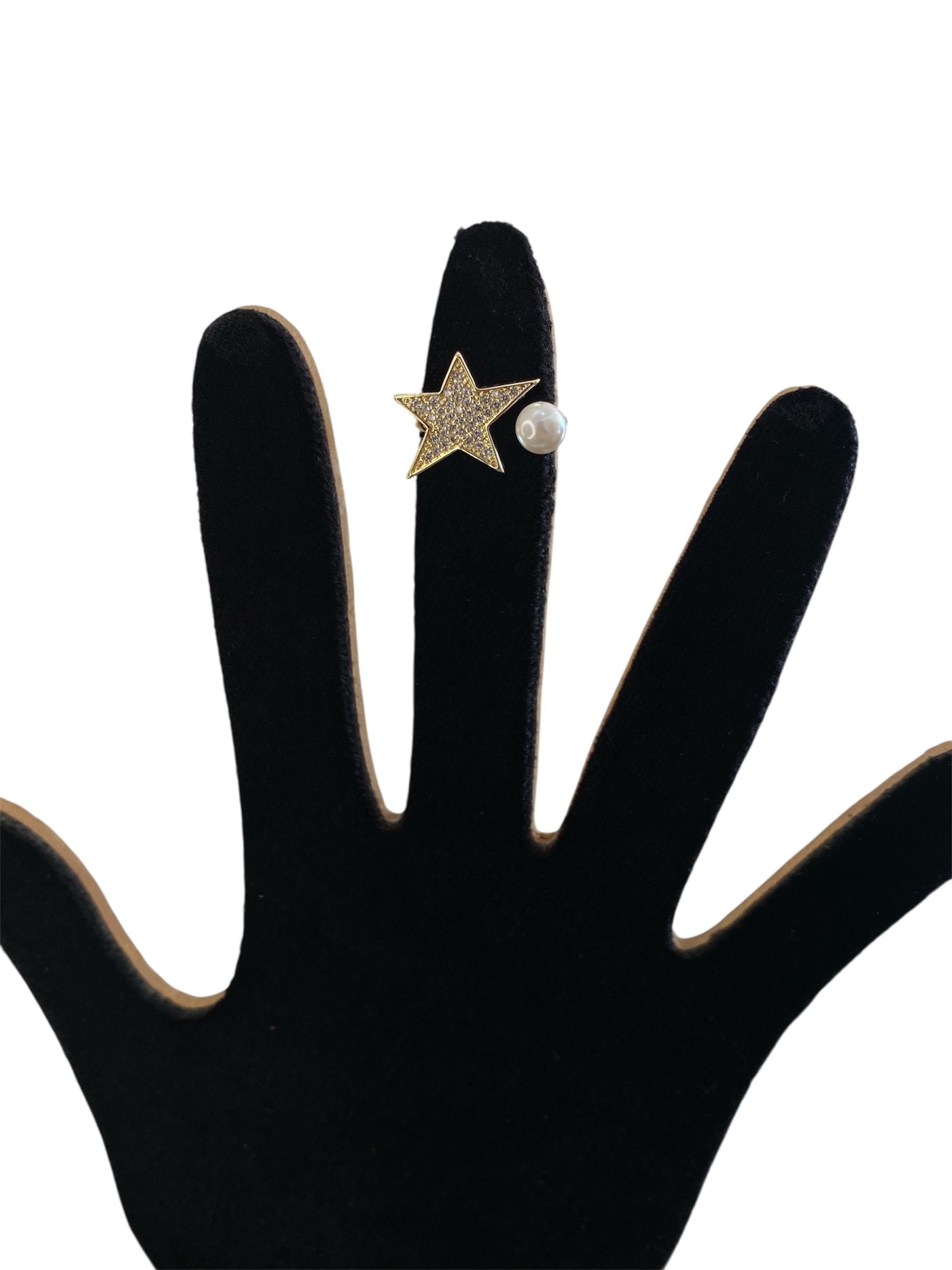 Anillo estrella perla oro laminado premium