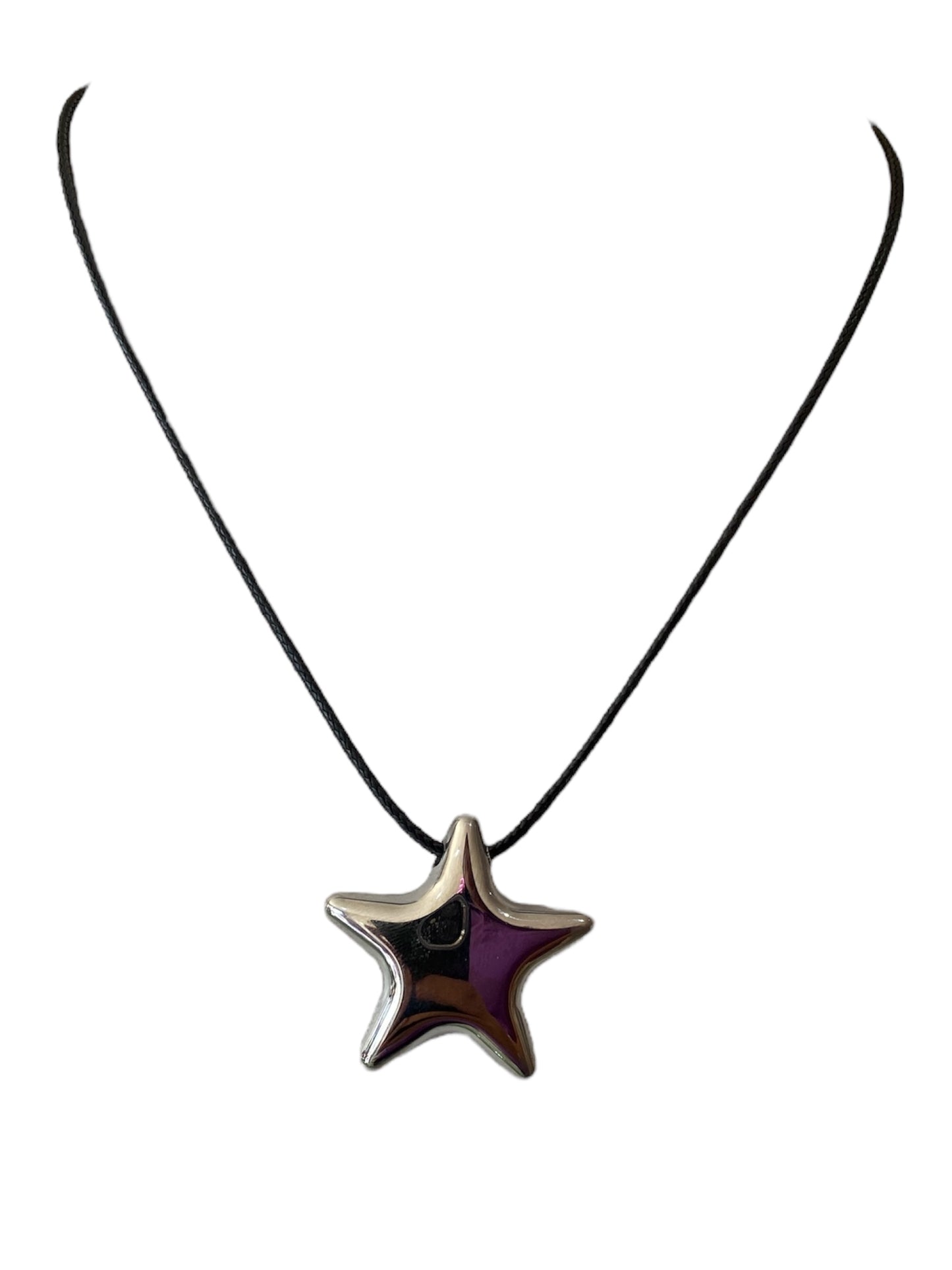 Cadena Hilo Negro Estrella Plateada
