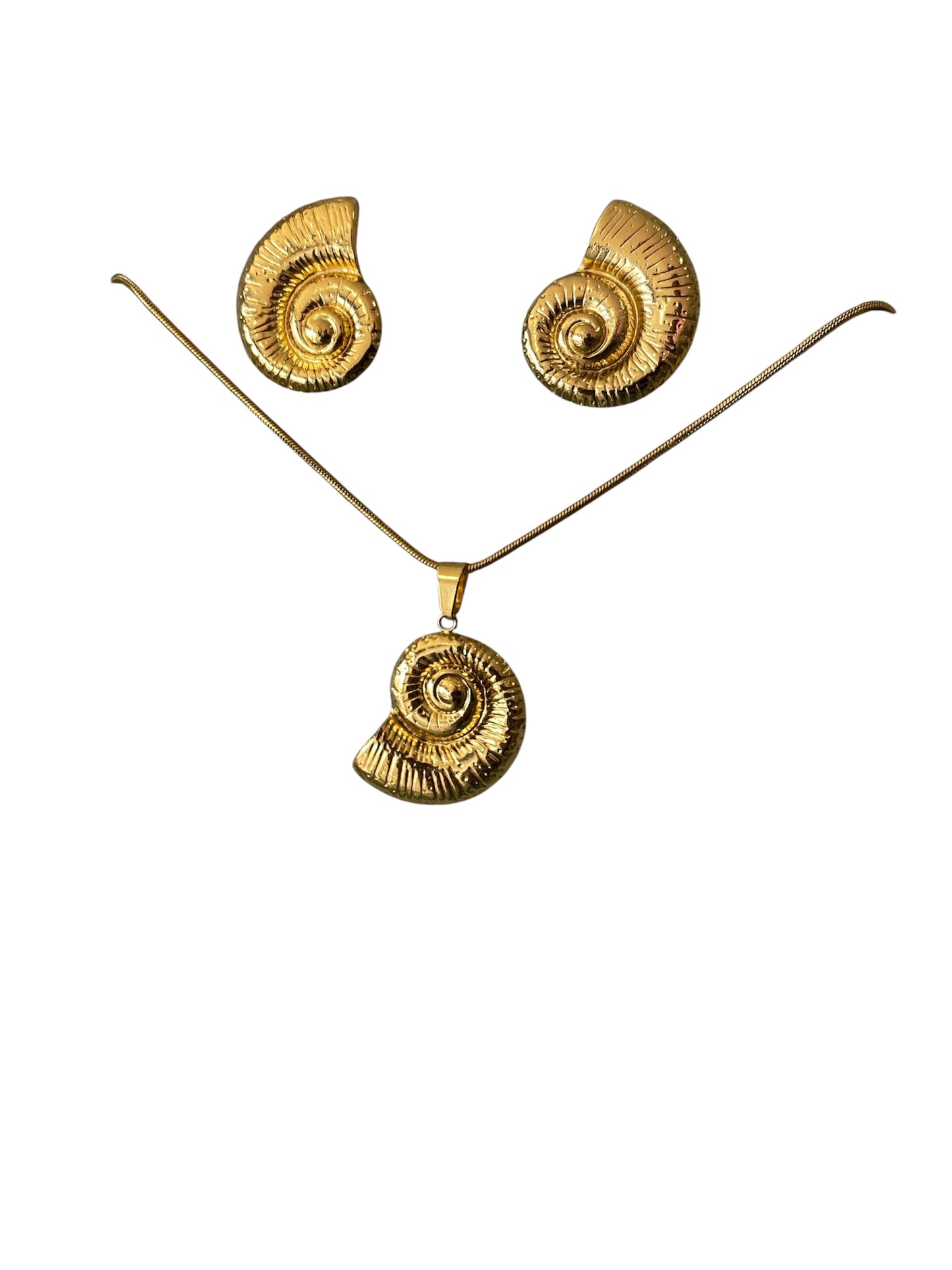 Set Cadena y Aretes Caracol Grande