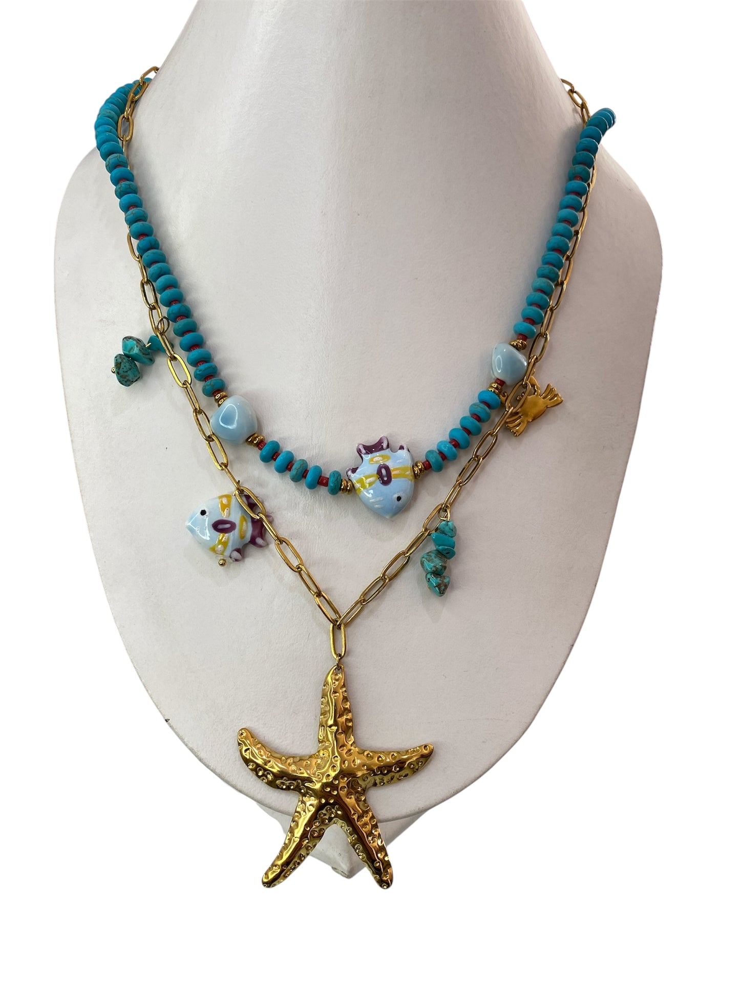 Collar Doble Dijes de Mar aqua