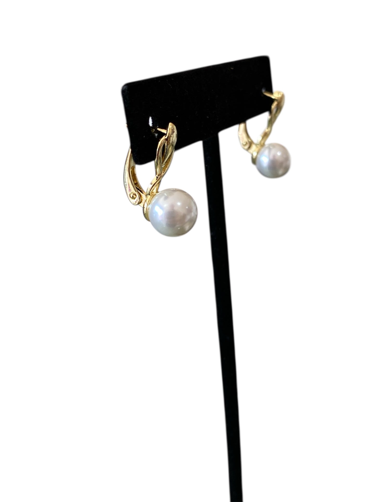 Arracada Trenzada Perla Oro Laminado Premium