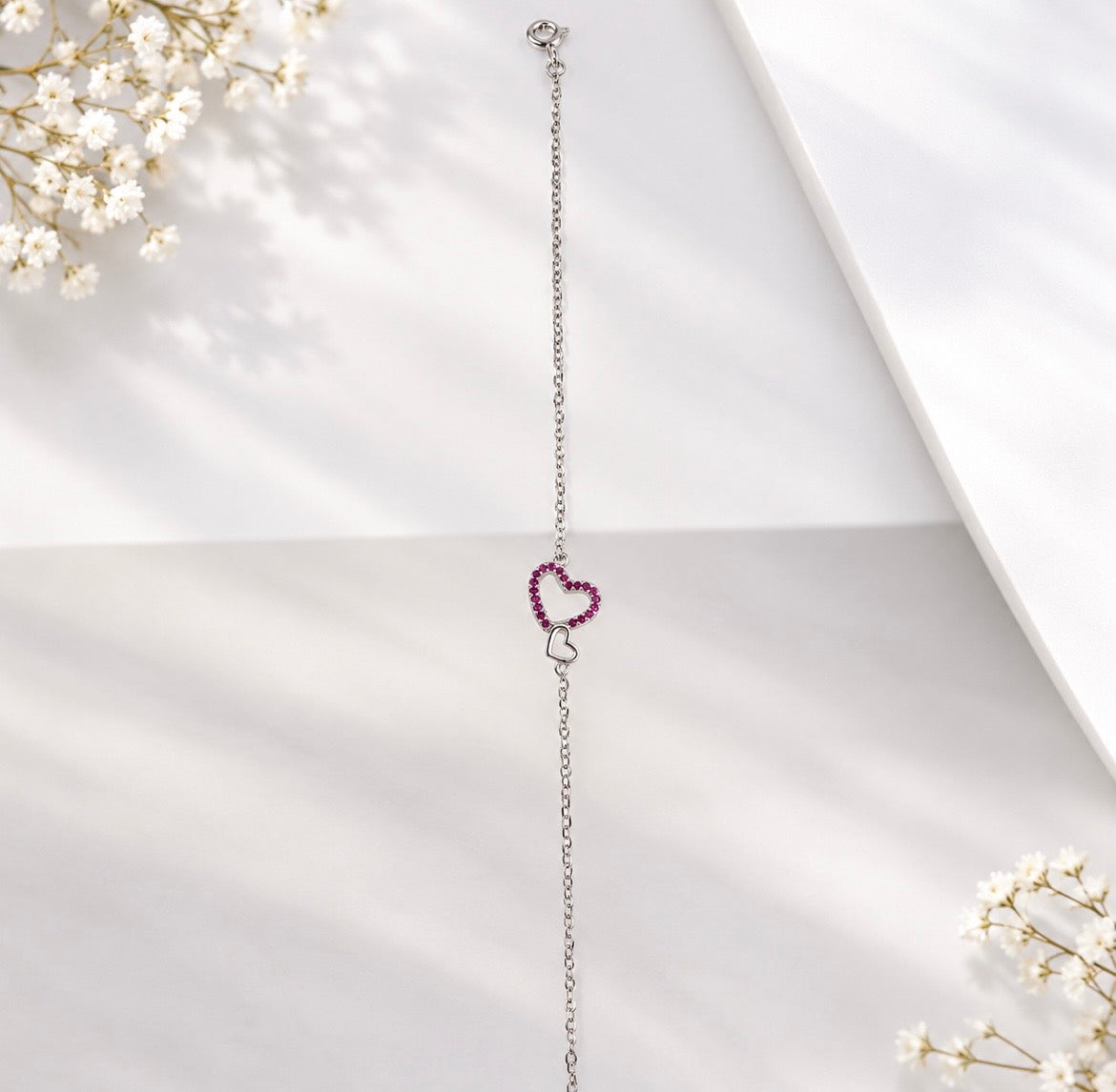 Pulsera Corazón Doble Plata .925