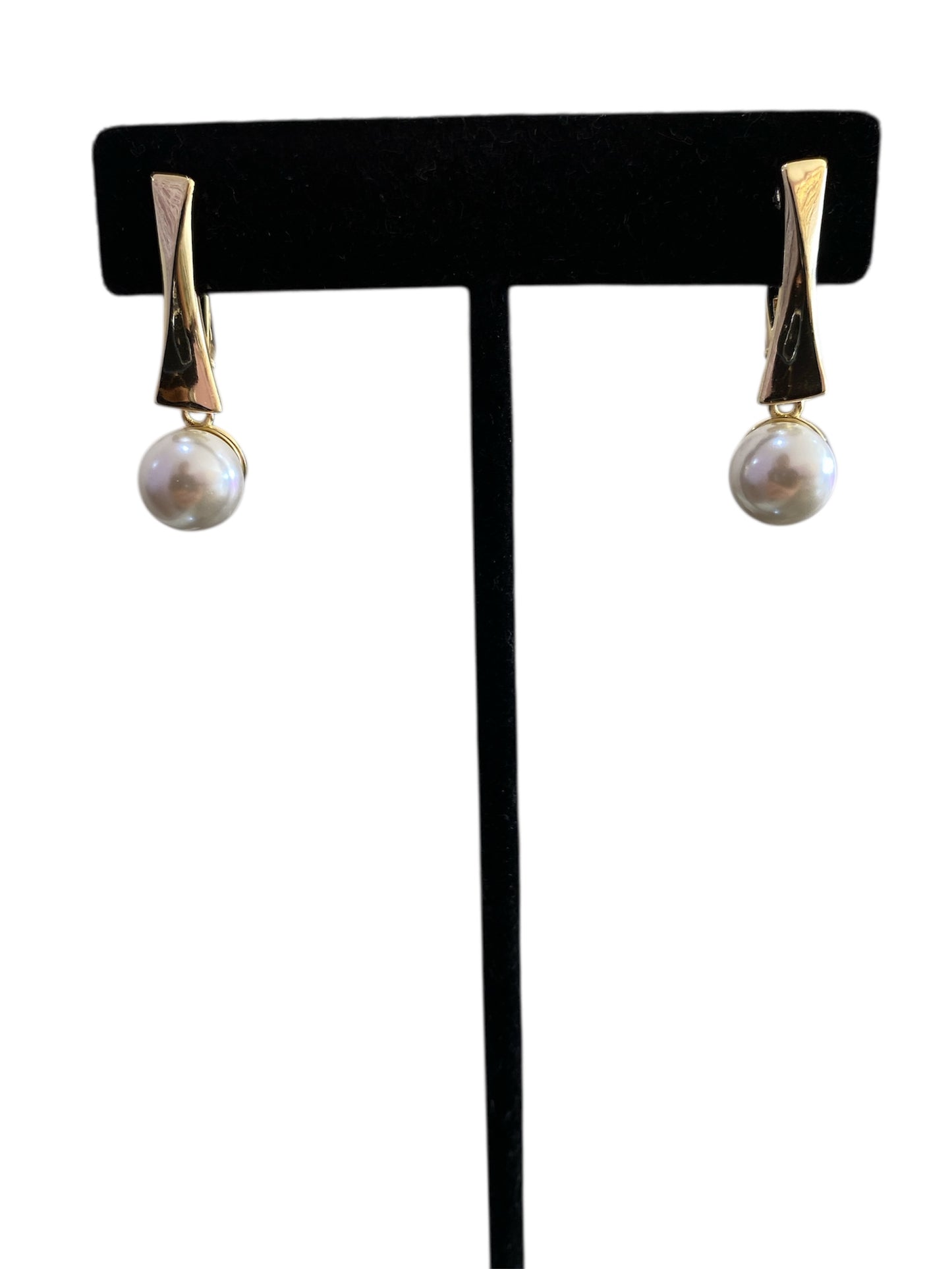 Arete Liso Perla Colgante Oro Laminado Premium