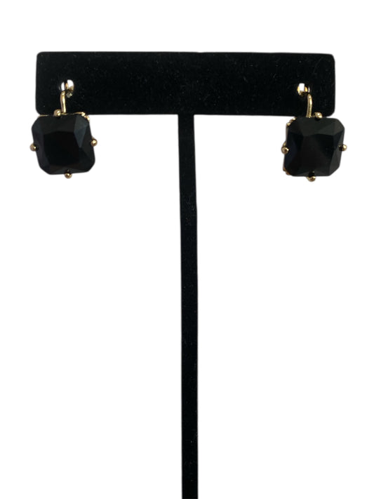 Arracada Cristal Negro Oro Laminado Premium