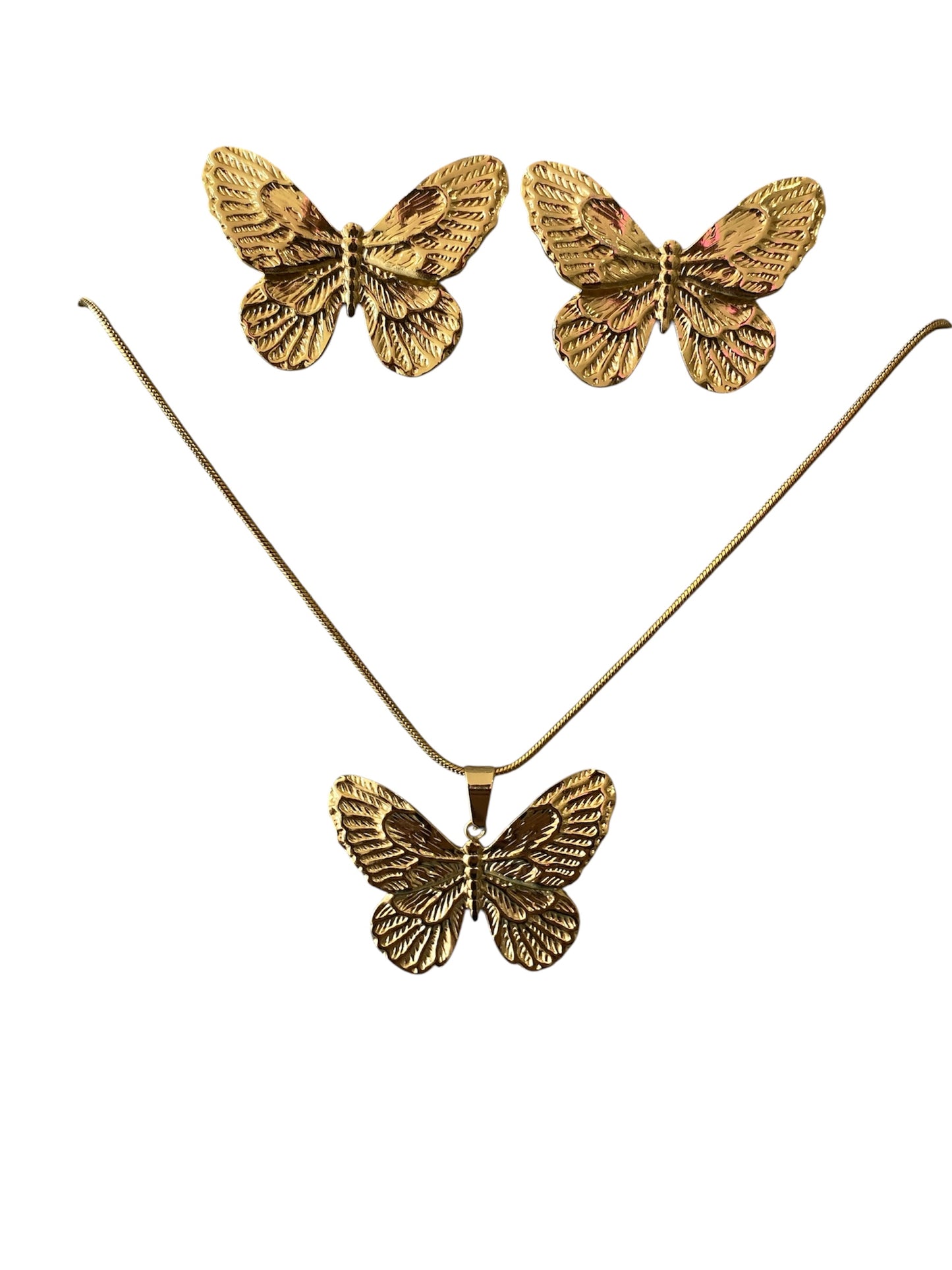 Set Cadena y Aretes Mariposa