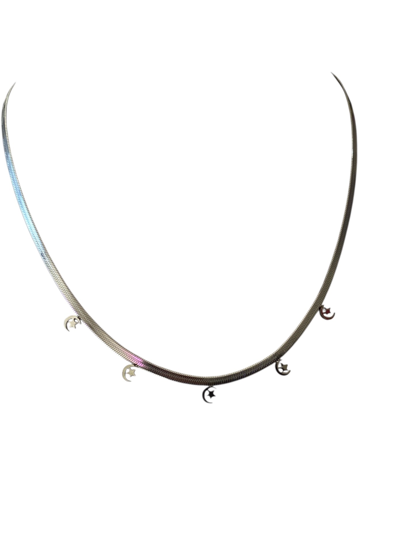 Cadena Planchada Dijes Plateados