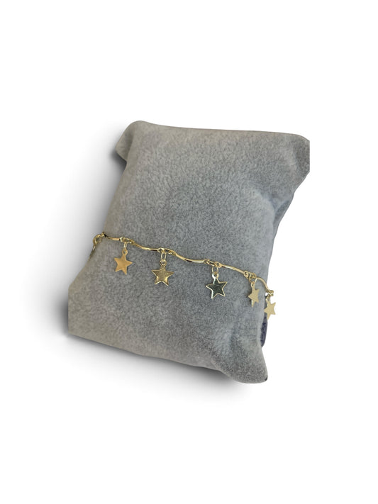 Pulsera dijes corazón y estrella oro laminado premium