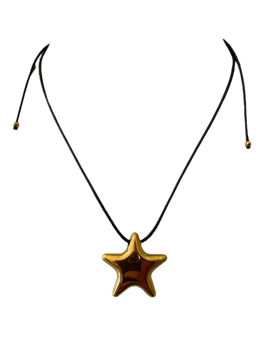 Cadena Hilo Negro Estrella  Dorada
