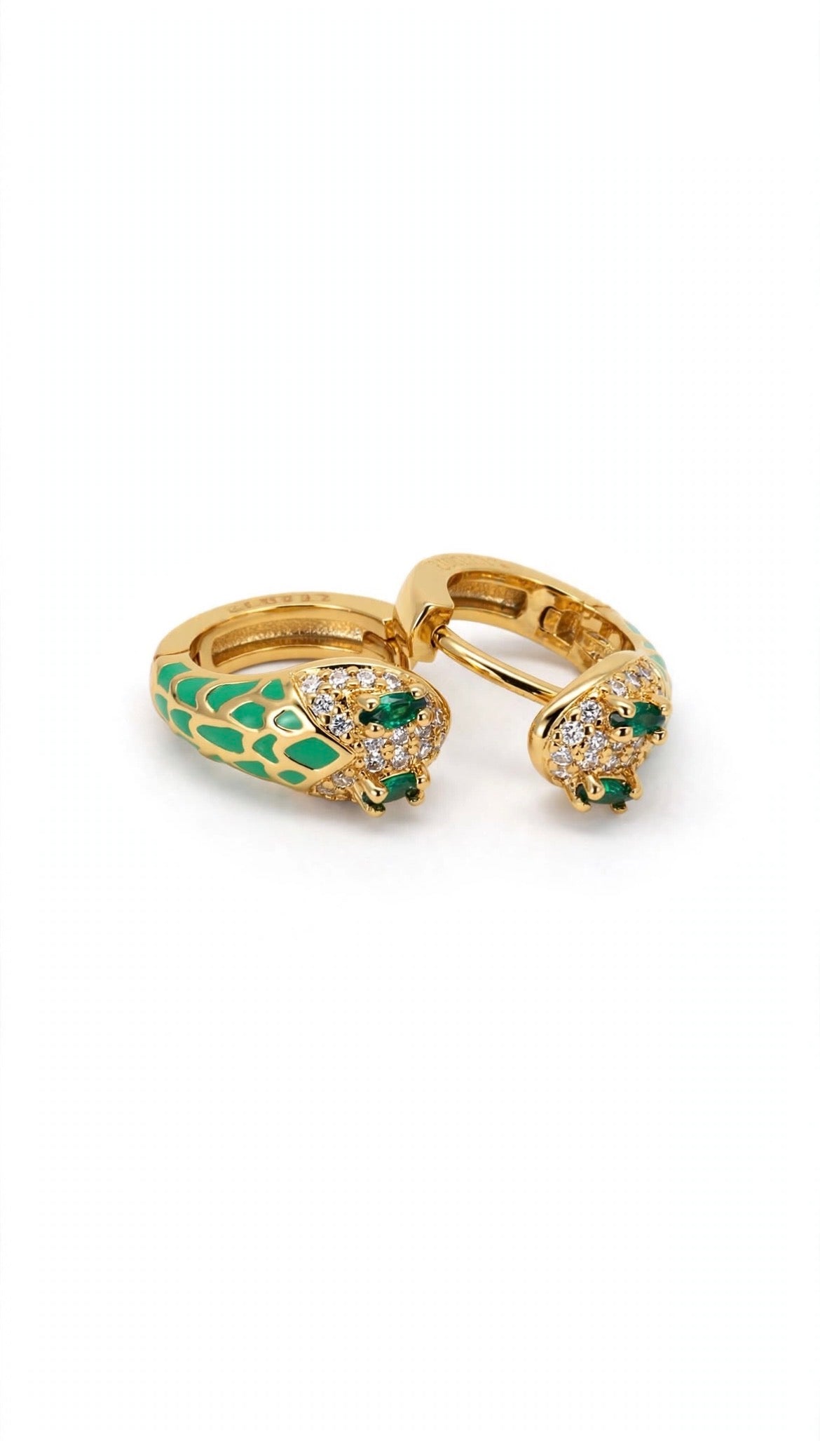 Hoops Plata .925 Vibora  negra verde y blanca