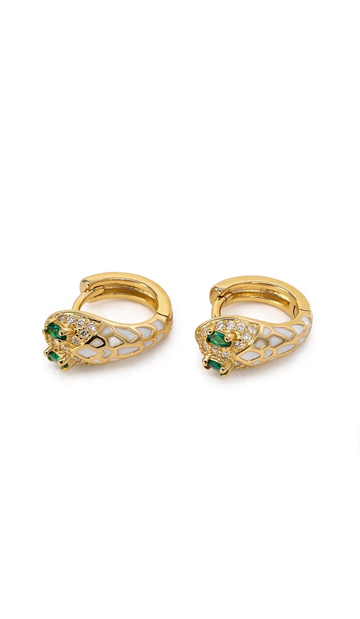Hoops Plata .925 Vibora  negra verde y blanca