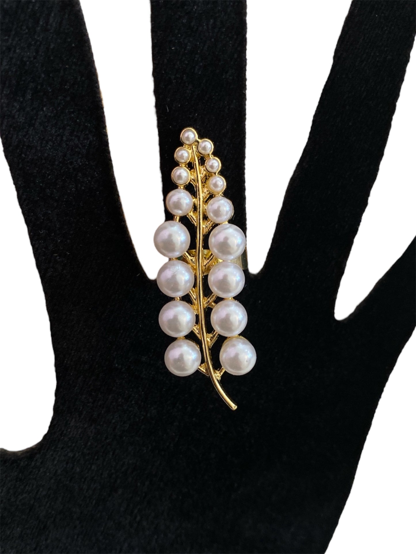 Anillo Hoja Perlas
