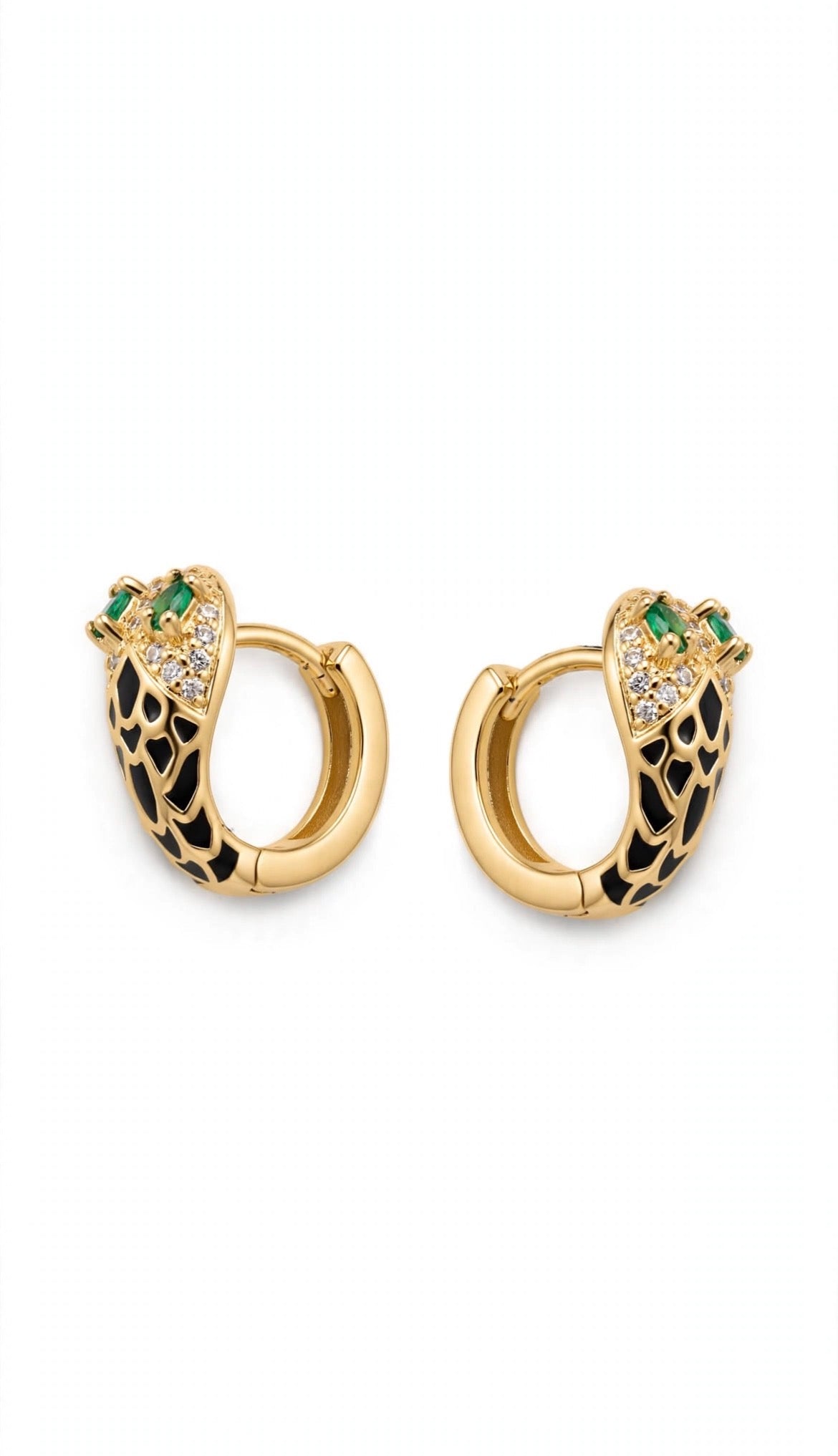 Hoops Plata .925 Vibora  negra verde y blanca