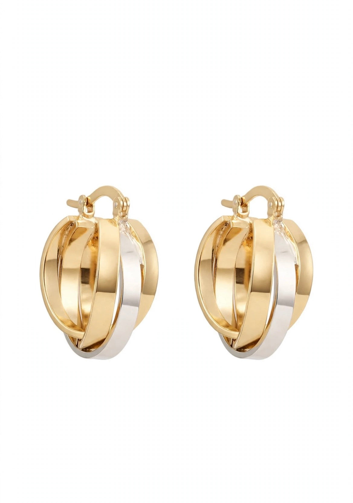 Arracada Combinada Oro Laminado Premium