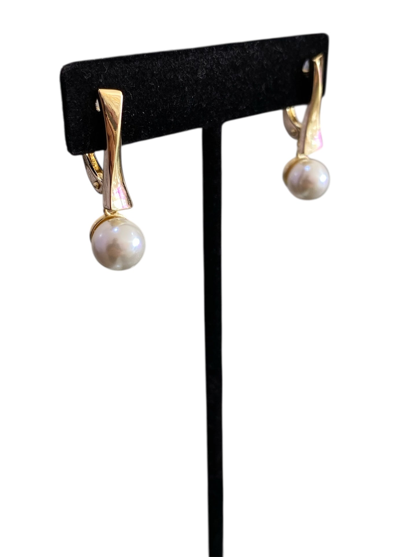 Arete Liso Perla Colgante Oro Laminado Premium