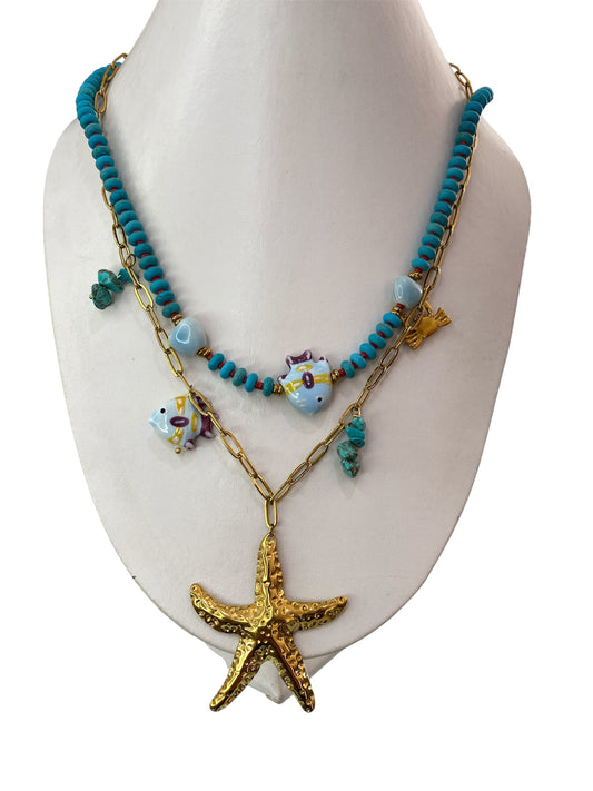 Collar Doble Dijes de Mar aqua