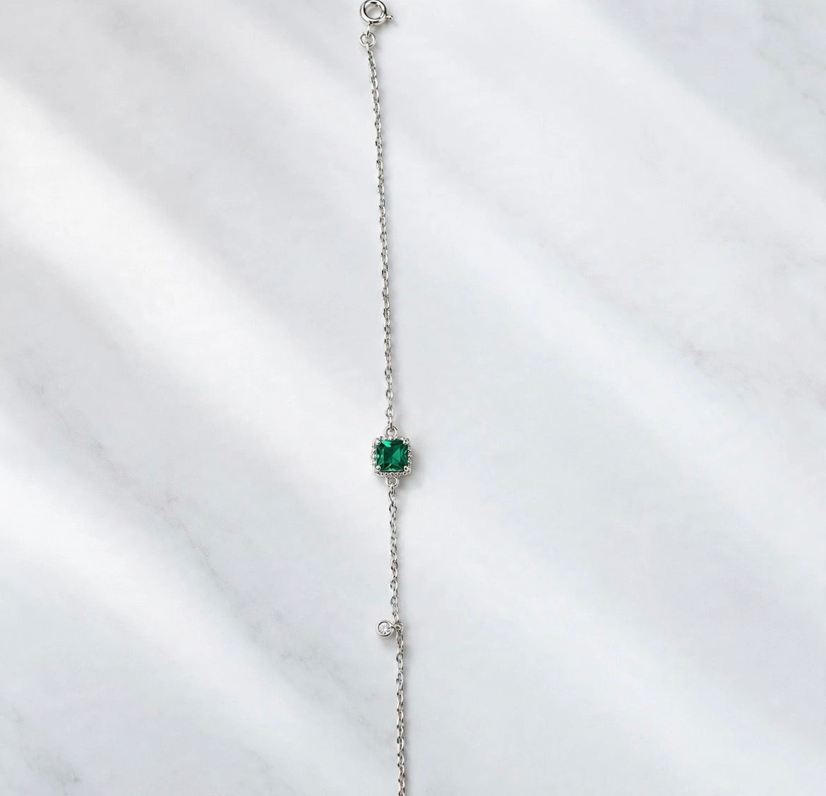 Pulsera Plata .925 Cristal Verde y Azul