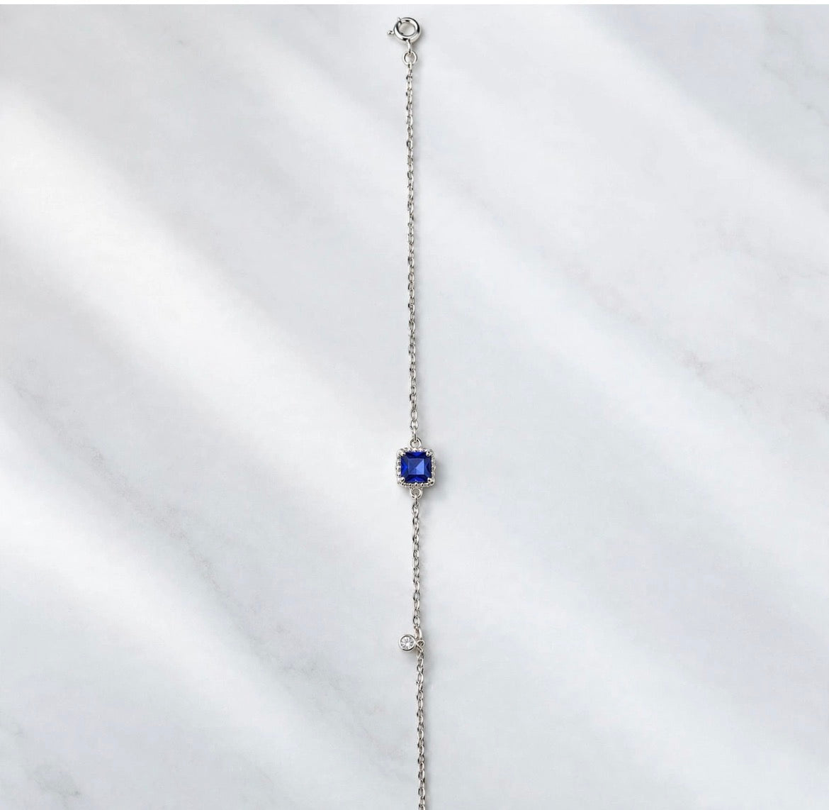 Pulsera Plata .925 Cristal Verde y Azul