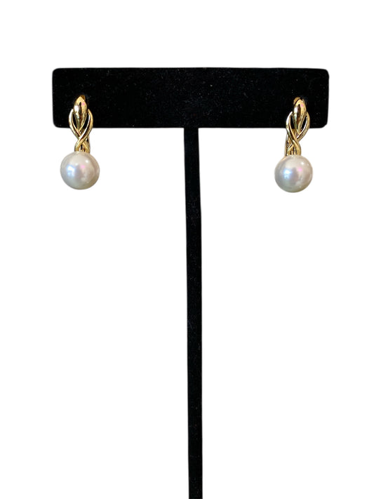 Arracada Trenzada Perla Oro Laminado Premium