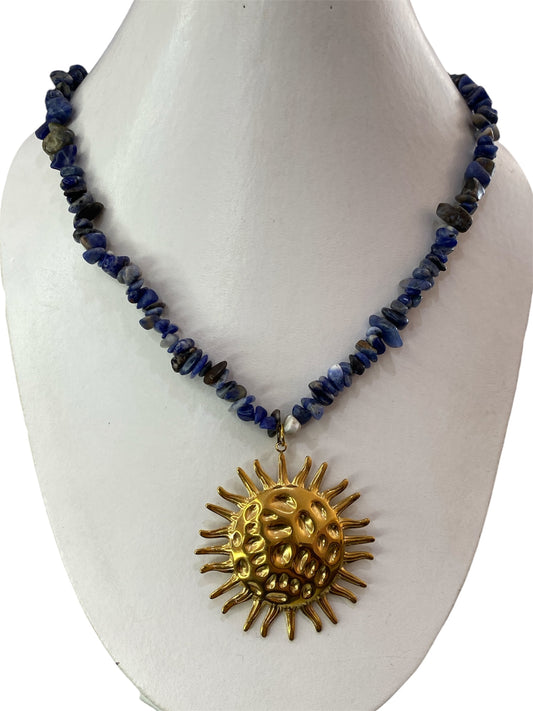 Collar Dije Sol Piedra Azul