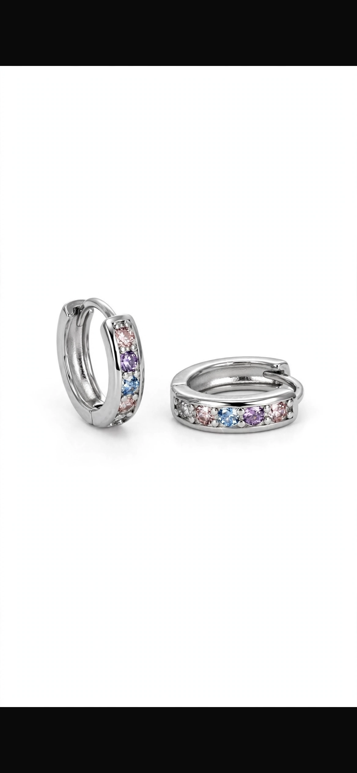 Arracada Plateada Cristal Colores Plata .925