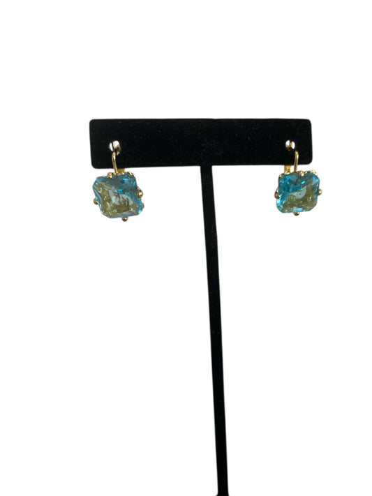 Arracada Cristal Azul Oro Laminado Premium