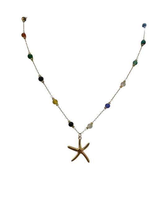 Collar Dije Estrella De Mar Piedras Colores